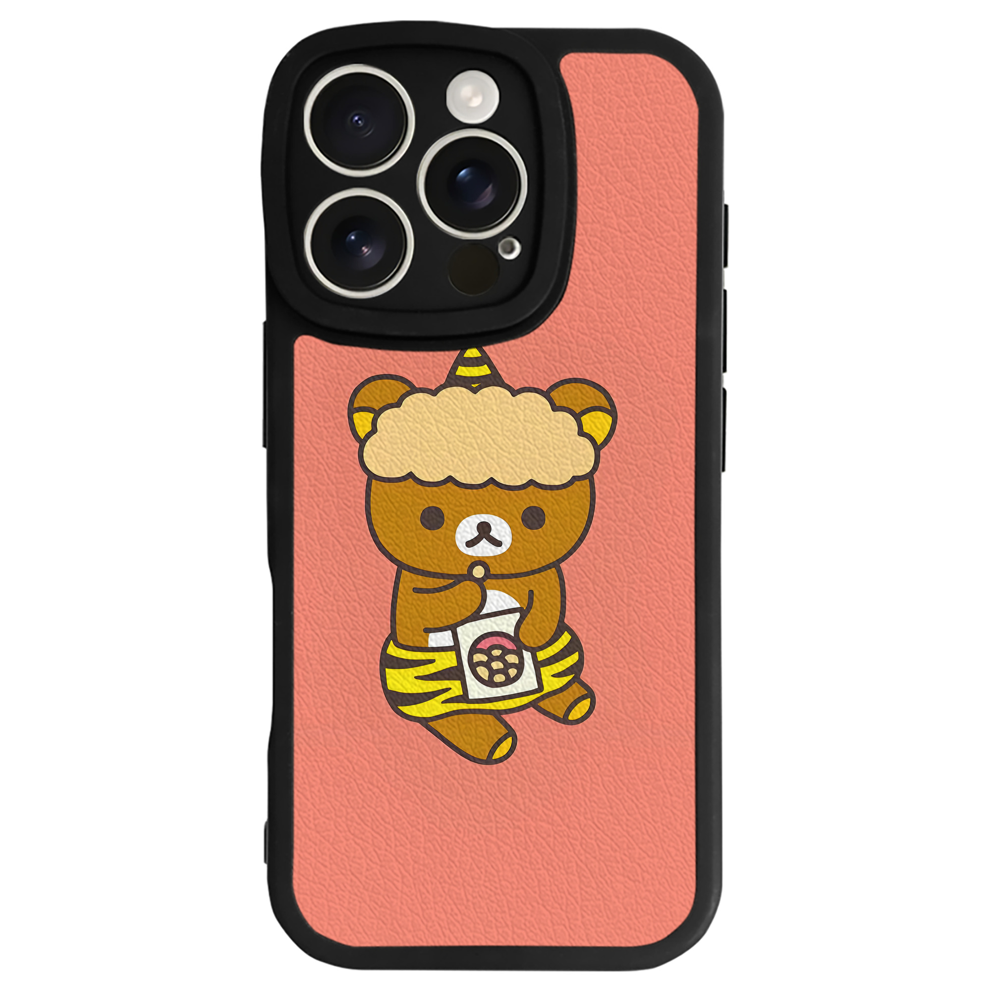 （画像用） リラックマ リラックマ キイロイトリ Rilakkuma Korilakkuma Kiiroitori 【iPhone 16シリーズ対応】シリコンスマホケース（レザー調） 材質：シリコン